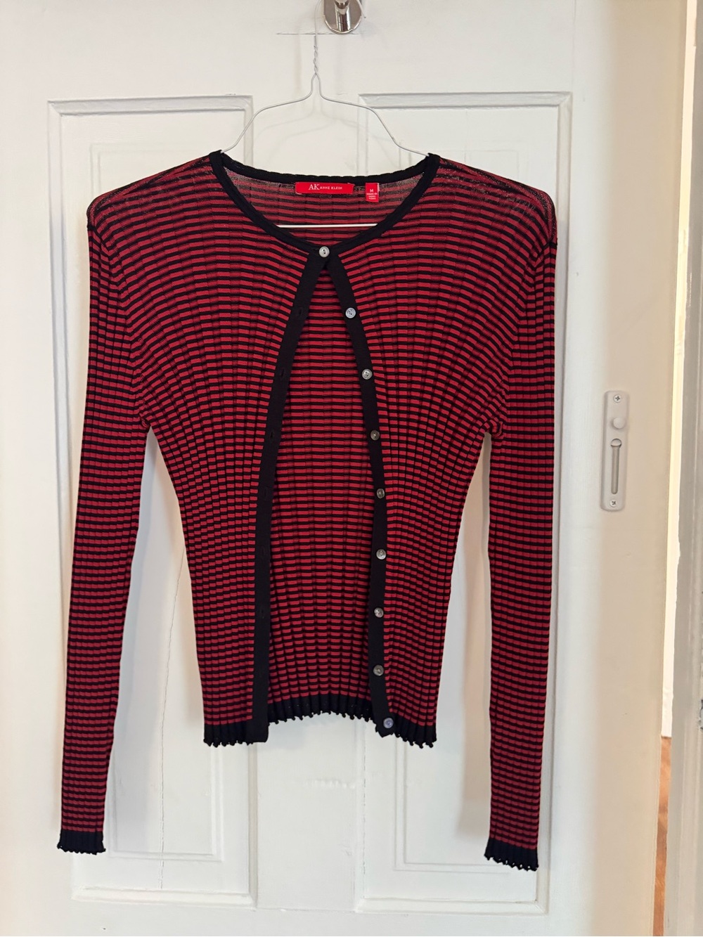Vintage Red and Black Striped Button Cardigan